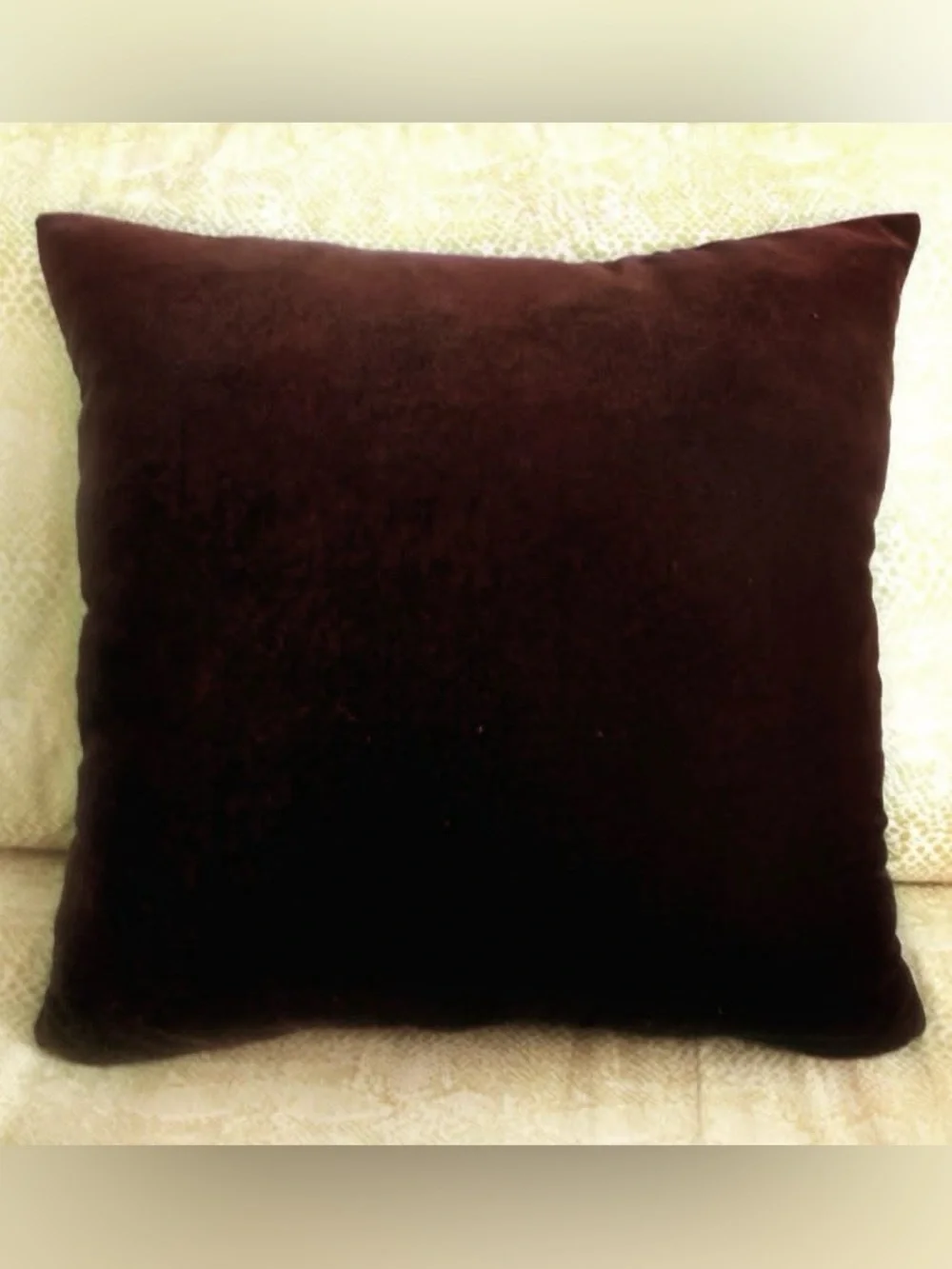 Dark Brown Velvet Pillow 16x16 inches. New, soft.